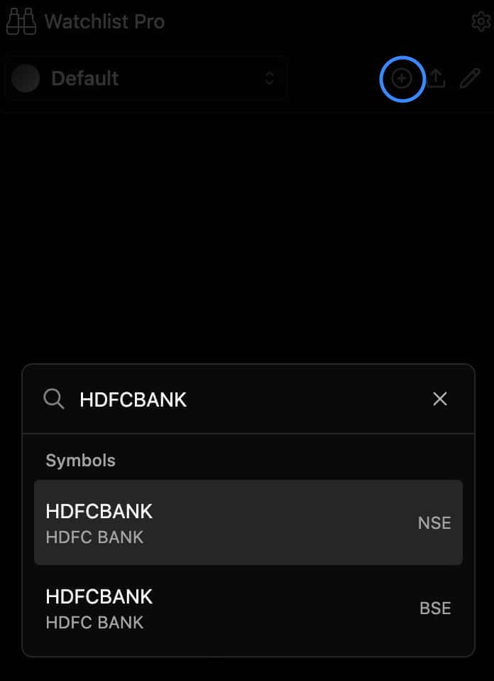 Adding a symbol to the watchlist