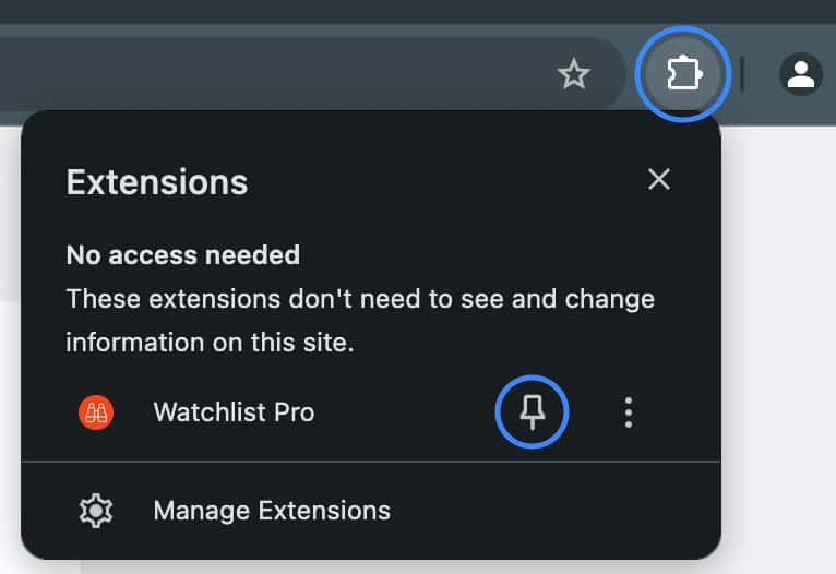 Pin the extension in Chrome toolbar